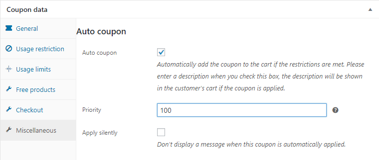 Configuring an 'auto coupon'